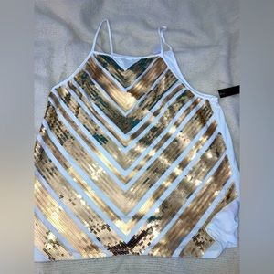 NWT Women’s Gold & White Cute Festive Shirt Size XXL